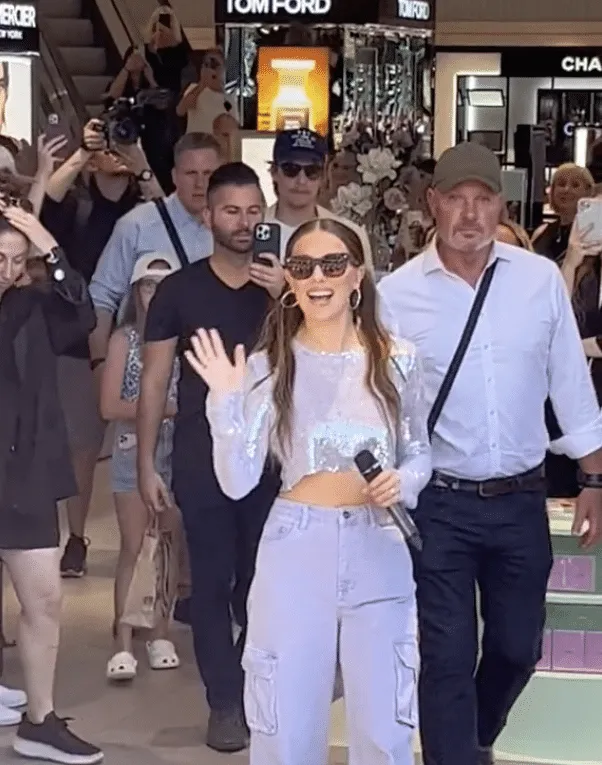 Mick Field with Millie Bobby Brown at her perfume and book launch in Berlin